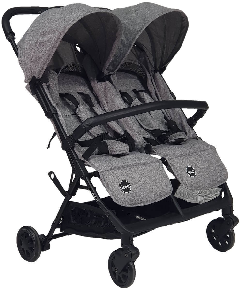 עגלת תאומים קלה דגם TWINY - אפור מלנג מבית ICON עגלת תאומים קלה דגם TWINY - אפור מלנג מבית ICON